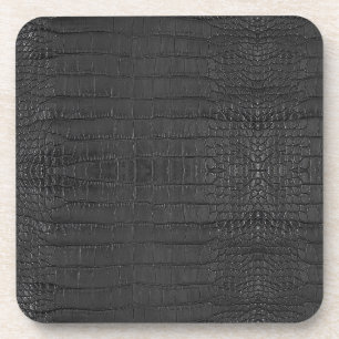 Faux Black Alligator Leather Print Coaster
