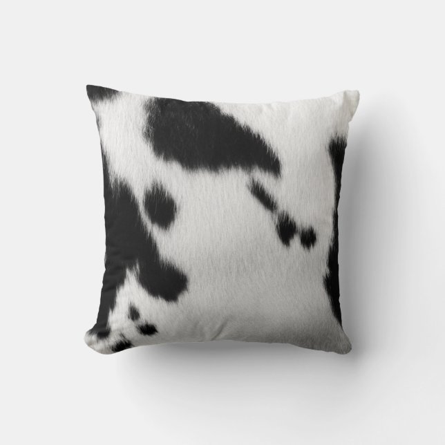 Faux Black and White Cow Hide. Cushion (Front)