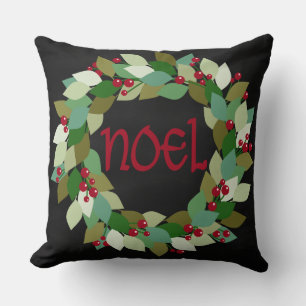 Faux Black Chalkboard   Noel Wreath Cushion