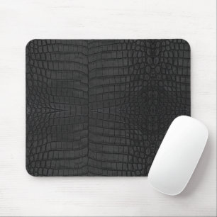 Faux Black Crocodile Leather Print Mouse Pad