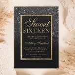 Faux black glitter gold elegant chic Sweet 16 Invitation<br><div class="desc">A modern,  pretty chic and elegant faux black glitter shower ombre with black colour block Sweet 16 birthday party invitation with gold ombre pattern. Perfect for a princess Sweet sixteen,  perfect  for her,  the fashionista who loves modern pattern and glam</div>