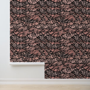 Faux Black Lace Fishnet Custom Colour Wallpaper