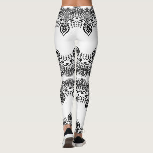 Faux Black Lace Fishnet White Leggings