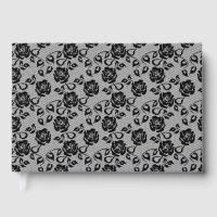 Faux Black Lace Rose Fishnet Guest Book