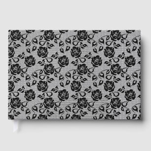 Faux Black Lace Rose Fishnet Guest Book