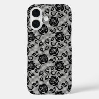 Faux Black Lace Rose Fishnet iPhone Case