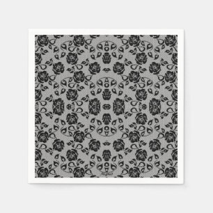 Faux Black Lace Rose Fishnet Napkins