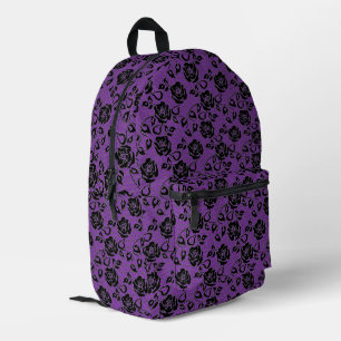 Faux Black Lace Rose Fishnet Purple Backpack