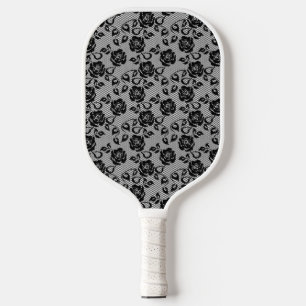 Faux Black Lace Roses Fishnet Pickleball Paddle