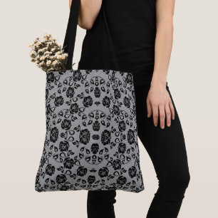 Faux Black Lace Roses Fishnets - Romantic Elegant Tote Bag
