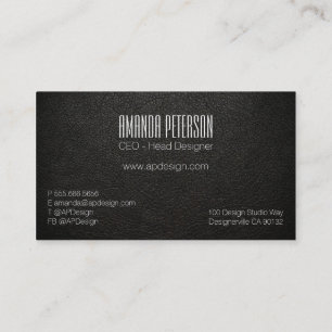Faux Black Leather Designer Business Cards