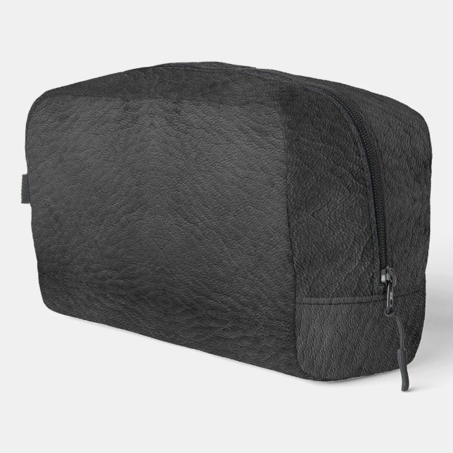 Faux Black Leather Dopp Kit (Right Corner)