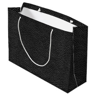 Faux Black Leather Large Gift Bag
