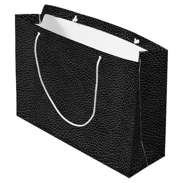 Faux Black Leather Large Gift Bag (Back Angled)