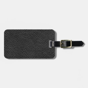 Faux Black Leather Luggage Tag