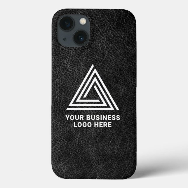 Faux Black Leather Modern Business Logo Case-Mate iPhone Case (Back)