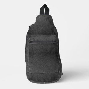 Faux Black Leather Sling Bag