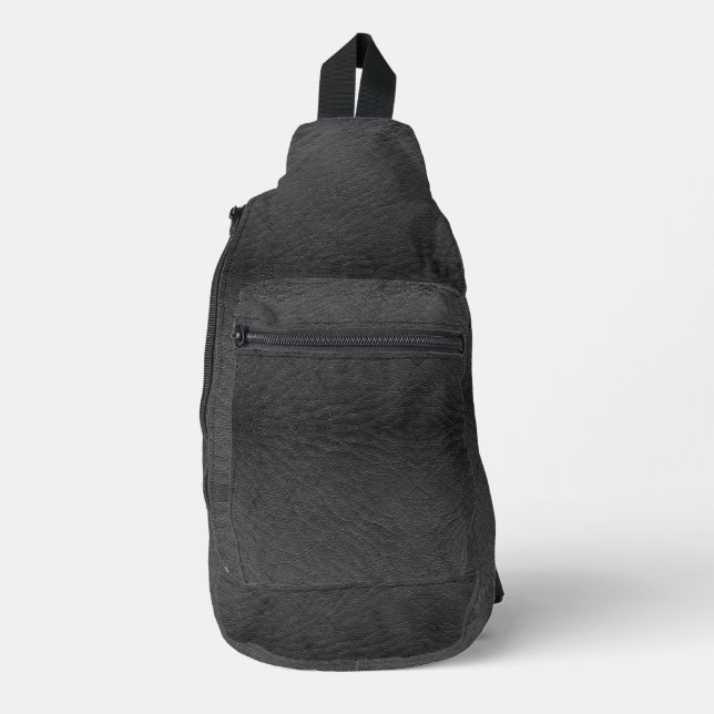 Faux Black Leather Sling Bag (Front)