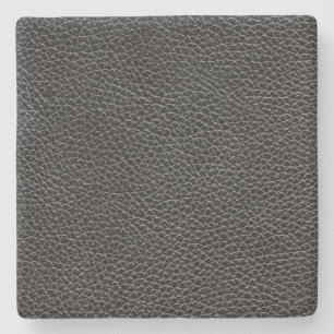 Faux Black Leather Stone Coaster