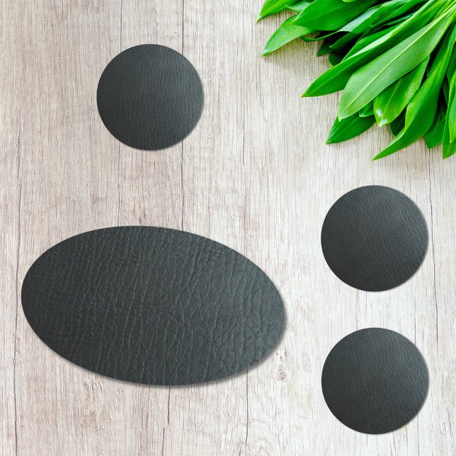 Faux Black Leather Texture Classic Round Sticker (Creator Uploaded)