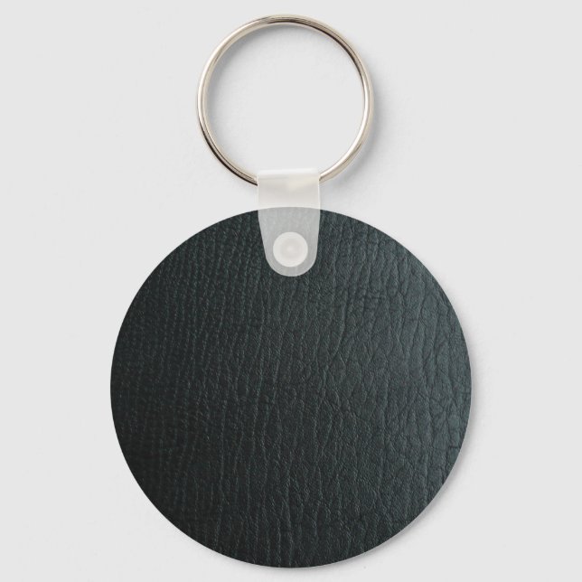 Faux Black Leather Texture Key Ring (Front)