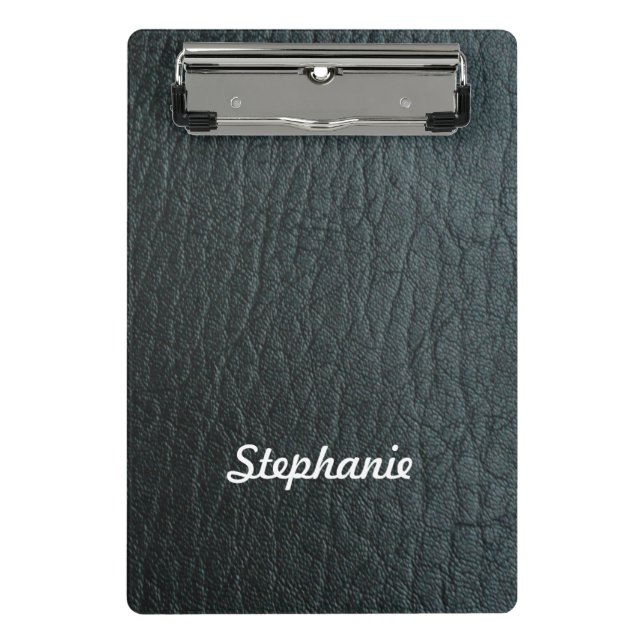 Faux Black Leather Texture Mini Clipboard (Front)