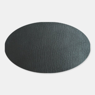Faux Black Leather Texture Oval Sticker