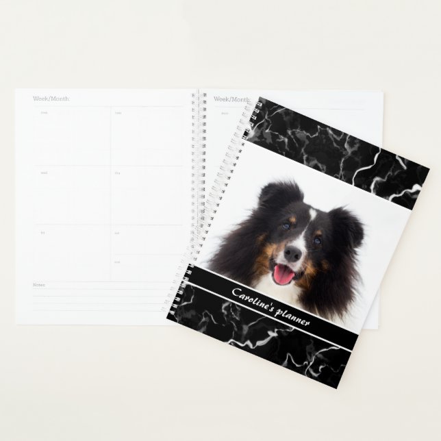 Faux Black Marble Look Custom Pet Photo Template Planner (Display)
