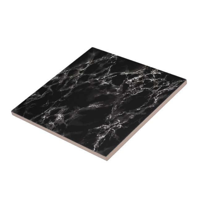Faux Black Marble Stone Ceramic Tile (Side)