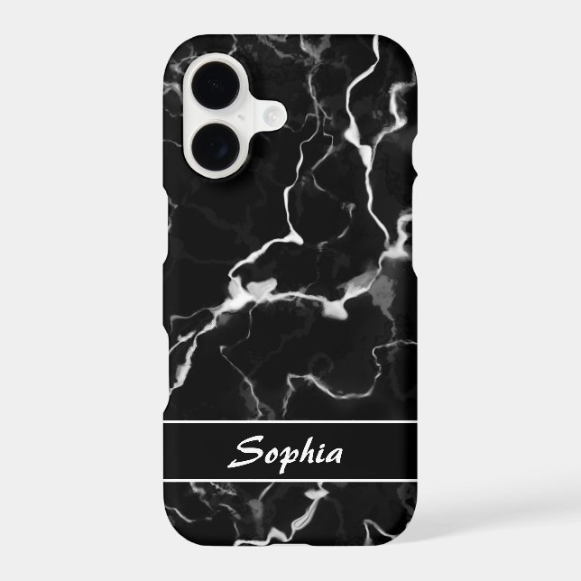 Faux Black Marble Texture Look With Custom Name (Back)