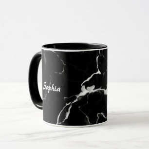 Faux Black Marble Texture Look With Custom Name Mug