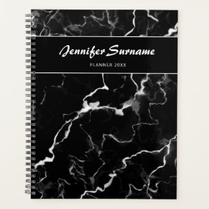 Faux Black Marble Texture Look With Custom Text Planner