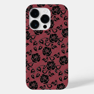 Faux Black Red Lace Roses iPhone Case Romantic