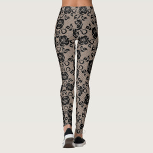 Faux Black Roses Lace Fishnet Legging - Your Colou