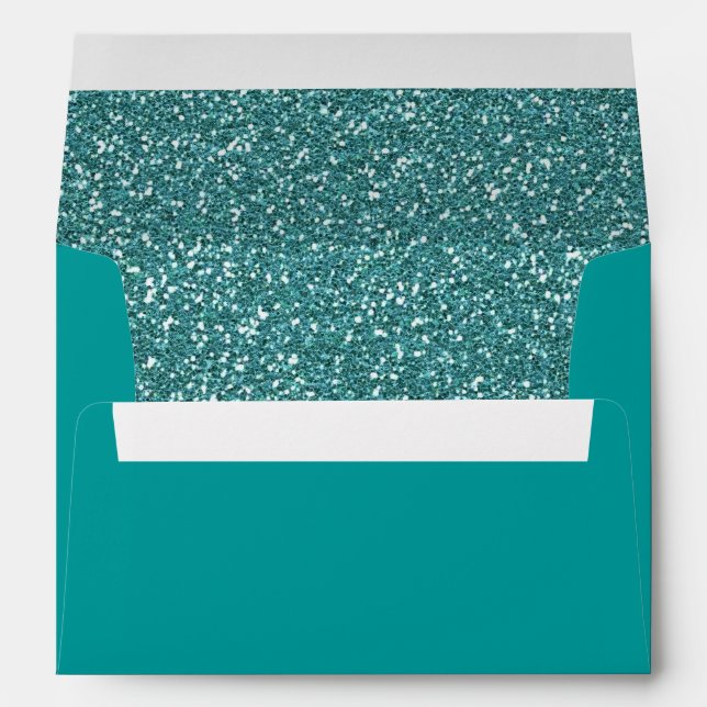 Faux Black Silver Glitter Confetti Foil Sparkle Envelope (Back (Bottom))