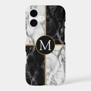 Faux Black White Marble iPhone Case Custom Letter