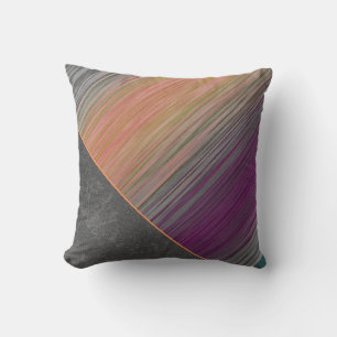 Faux Blended Velvet Pastel Stripes Grey Leather Cushion