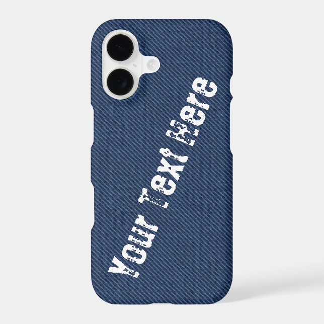 Faux Blue Denim Fabric Custom Text iPhone Case (Back)