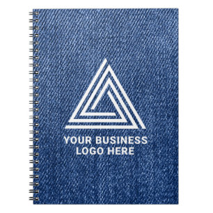 Faux Blue Denim Jeans Modern Business Logo Notebook