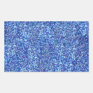 Faux Blue Glitter Blank Template Glamourous Classi Rectangular Sticker