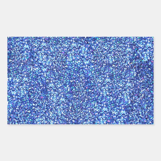 Faux Blue Glitter Blank Template Glamourous Classi Rectangular Sticker (Front)