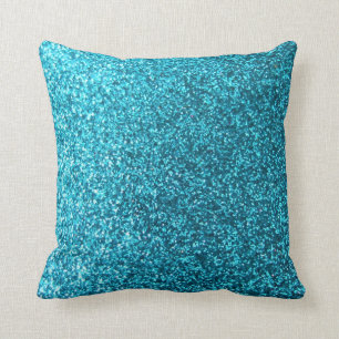 Faux Blue Glitter Cushion