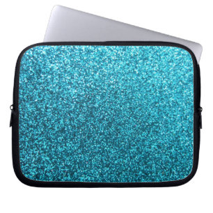 Faux Blue Glitter Laptop Sleeve