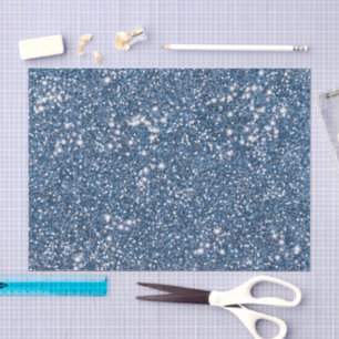 Faux Blue Glitter Texture Look-like Graphic Tissue Paper