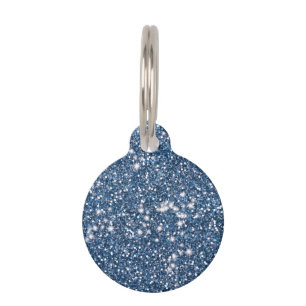 Faux Blue Glitter Texture Look & Pet's Info Pet Tag