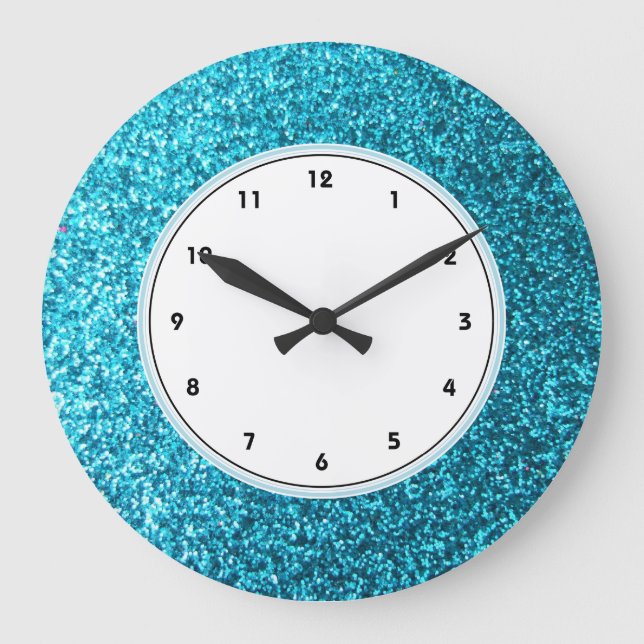 Faux Blue Glitter wall clock (Front)
