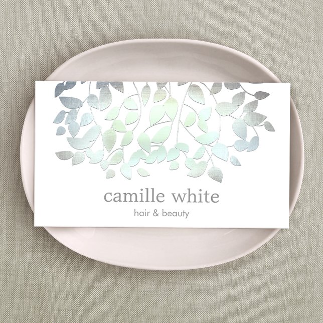  Faux Blue Green Foil Leaves  Business Card (Creator Uploaded)