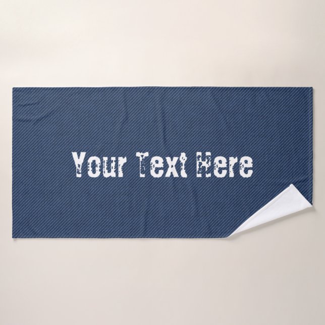 Faux Blue Jeans Bath Towels - Custom Text (Bath Towel)