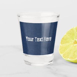 Faux Blue Jeans Fabric Custom Text Shot Glass