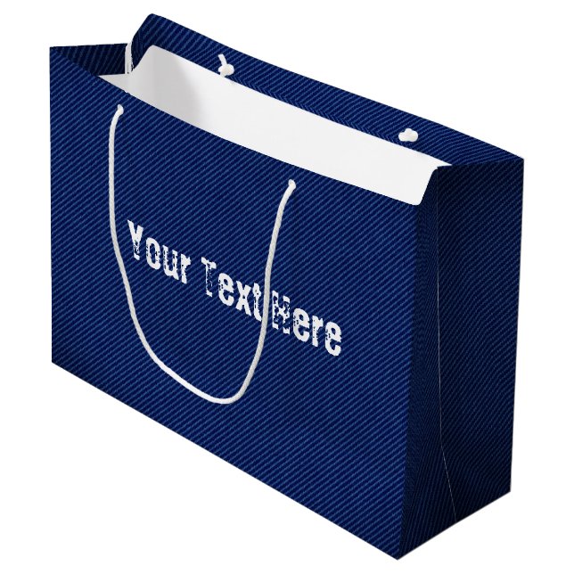 Faux Blue Jeans Gift Bag with Custom Text Name (Front Angled)